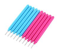 10 Piece Stainless Steel Quilling Paper Pen Set, Rose Red and Blue Colors, 4.2 Inch Length, Slotted Tools for Art Craft, Paper Rolling and Curling