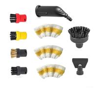 10-Piece Steam Cleaner Accessories Kit for Karcher SC1-5 Series, Includes Round Brushes Nozzle Microfiber Covers, ABS Nylon Deep Cleaning Tools for Tile Carpet Upholstery(Steam Suit L)
