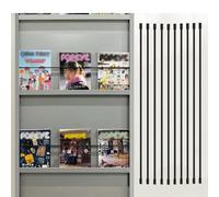 10-Piece Sturdy Black Stainless Steel Shelf Guard Rail Set, 20in Fall Prevention Bar for Barn Door, Magazine Rack, Wine Cabinet & Bookshelves - Durable Metal Fence