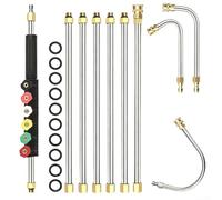 10 Piece Telescopic Pressure Washer Accessory Kit Including 24 Foot Extendable Rod 3 Angle Bent Bars and Multiple Spray Nozzles
