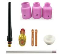 10-Piece TIG Welding Torch Accessory Kit with Alumina Nozzles, Gas Lens & Electrodes for WP-17/18/26, Lincoln PTA-17/18/26 and Miller Diamondback DB17/18/26