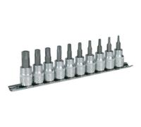 10 PACK TRX Star Socket Bit Set - 3/8" Square Drive - T10 to T50 TORX Knurled