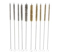 10 Piece Tube Brush Kit Brass Stainless Steel Bristle 12" Long, Size 1/4" to 3/4"