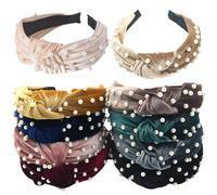 10-Piece Velvet Knotted Headbands For Women, Fashion-Forward Hair Accessories With Pearl Details