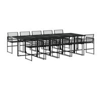 vidaXL 11 Piece Garden Dining Set Black Poly Rattan