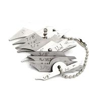 10-Piece Welding Radius Gauge Set for Fillet Weld Inspection, 3.2-25.4 mm Range with 1/8" to 1" R Gauges, Metal Construction for Industrial Use