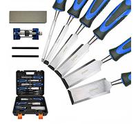 10-Piece Wood Chisel Set, Bevel Edge Wood Carving Chisel,Soft Anti Slip Grip with Metal Striking Cap Set, Wood Carving Chisel Set for Woodcarving, Carpentry, Trimming The Edges.