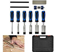 10-Piece Wood Chisels Set, Cr-V Steel, Non-Slip Handle, with Honing Guide, Sharpening Stone and Storage Case, Ideal for Wood Carving, Woodworking