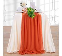 10 Pieces 10FT Burnt Orange Chiffon Table Runners Wedding Runner Sheer Bridal Shower Decorations 27x120 Inches