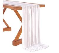 10 Pieces 10Ft Chiffon Table Runners White Sheer Rustic Wedding Table Runner Elegant Bridal Party Decorations 27x120 Inches
