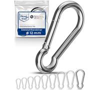 10 Pieces 12-mm Stainless Steel snap Hook Without Thimble Made of V4A Robust Shape Without Eye Breaking Load 2100 kg snap-on Hooks fire Brigade Carabiner 316 12x140-mm