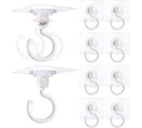 10 Pieces 360° Rotating Adhesive Ceiling Hook, Ceiling Hook Without Drilling, Wall Mount Ceiling Hook Without Drilling, For Kitchens and Bathrooms, White