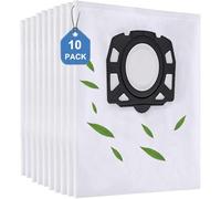 10 Pieces, 4-ply, KFI 487 Vacuum Cleaner Bags, Replacement for Kärcher WD 4, WD 5, WD 6, KWD 4, KWD 5, KWD 6, KNT 4, MV 4, MV 5, MV 6, WD 4.200 bis WD 5.800, SW 5.100,SE 6.100, Replacement for Kärcher
