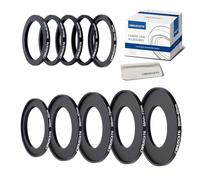 10 pieces 55 mm filter ring adapter set, filter metal step rings for all brands, UV ND CPL 55-40.5, 55-46, 55-49 mm, 55-52 mm, 55-58 mm, 55-62 mm, 55-67 mm, 55-72 mm, 55-77 mm, 55-82 mm + lens