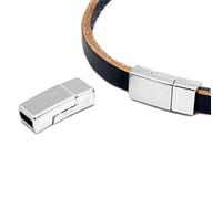 10 Pieces 5mm Flat Magnetic Clasps for Jewelry Making Leather Strap Glue in 5x2mm Hole Silver