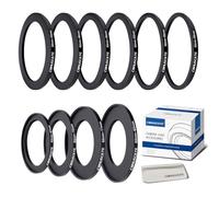 10 pieces 62 mm filter ring adapter set, filter metal step rings for all brands, UV ND CPL 62-43, 62-46, 62-49 mm, 62-52 mm, 62-55 mm, 62-58 mm, 62-67 mm, 62-72 mm, 62-77 mm, 62-82 mm + lens cleaning