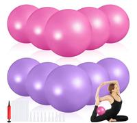 10 Pieces 9 Inch Exercise Pilates Ball Yoga Ball Therapy Ball Core Ball for Yoga Stability Barre Training Stretching Physical Posture Training Gym, Purple, Pink