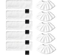10 Pieces Accessories for Kärcher Steam Cleaner Easyfix SC2 SC3 SC4 SC5 SV7, Microfibre Cloth Set for Kärcher SC1 SC2 SC3 SC4 SC5 SV7 (5 Floor Cloths + 5 Fabric Covers)