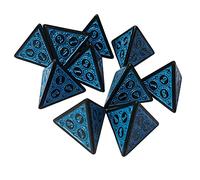 10 Pieces Acrylic D4 Dices Polyhedral Dices Set for Card Games Math Teaching Blue, 19mm