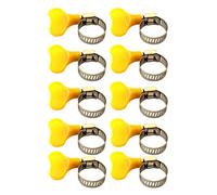 10 Pieces Adjustable Stainless Steel Hose Clamp Handle fit 8-32mm for Water Tube 8-12mm, Silvery + Yellow