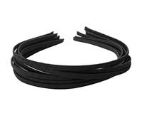 10 Pieces Alice Band Headband Satin Wrapped Hair Hoop Thin Hair Band Black 40cm