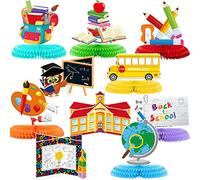 10 Pieces Back to School Table Centerpieces School Bus Table Decorations Stationery Chalkboard Honeycomb Centerpieces Back to Party Decorations for Teachers Students Classroom Decor