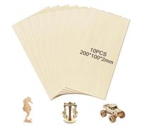 10 Pieces Balsa Wood Sheets, 200x100x2mm Premium Balsa Wood Veneer Sheets, Easy to Cut and Free Creation, Unfinished Plywood Sheets for DIY Crafts Projects, Architectural Models, Engraving, Painting