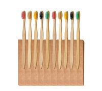 10 Pieces Bamboo Toothbrushes, 5 Color Natural Wooden Toothbrush Disposable Toothbrushes Multipack BPA Free Organic Eco Friendly Biodegradable Tooth Brush with Soft Bristles for Adult and Kids