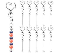10 Pieces Beadable Keychain Bars, Heart Shape Metal Pendant, DIY Jewelry Making Accessories, Creative Cute Keychain Bar Charm Bead Pins Clasp for Handbag Purse Decor, Sliver