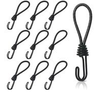 10 Pieces Black Elastic Straps with hooks 16 cm Tensioner Bungees with Hooks Tarpaulin Tensioner Bungee Cords with Plastic Hook Bungee Straps Camp Rubber Rope for Tent Net Trailer Camping Tarpaulin