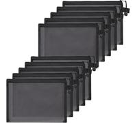 10 Pieces Black Nylon Mesh Zipper Pouch Organizer Bags, Portable Travel Cosmetic & Makeup Bag Set (9.5 x 7.5 Inch)