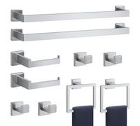 10-Pieces Brushed Nickel Bathroom Accessories Set, Stainless Steel Bathroom Hardware Set, Towel Racks for Bathroom Wall Mounted 24 Inch Bath Towel Bar Set.