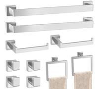 10-Pieces Brushed Nickel Bathroom Accessories Set, Stainless Steel Bathroom Hardware Set, Towel Racks for Bathroom Wall Mounted 24 Inch Bath Towel Bar Set.