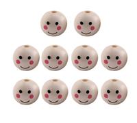 10 Pieces Charm Wood Beads with Smiling Faces Versatile Natural Loose Great for Jewelry Making Natural Wood Beads
