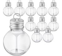 10 Pieces Christmas Clear Baubles with Lid, 500ml Empty PET Fillable Baubles, Shatterproof Clear Baubles to Fill, Hanging Transparent DIY Empty Baubles to Fill for DIY Craft Projects