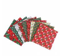 10 Pieces Christmas Fabric - Christmas Cotton Fabric for Quilting, Crafts and Crafts | Festive Fabrics for Christmas Decoration, Fabric Bundle for Sewing and Cr