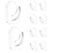 10 Pieces Clear Self Adhesive Hooks for Hanging, Transparent Reusable Sticky Hooks,Small Acrylic Heavy Duty Sticky Hangers with Non Marking Sticker for Kitchen Bathroom Bedroom Office