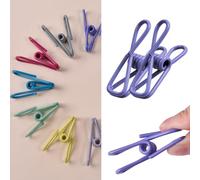 10 Pieces Colorful Metal Clip with PVC Coating Windproof Clothespin Metal Clips Holders for Office Clothes Baby Diaper Metal Peg Clips Pins Hanging Clips Hooks