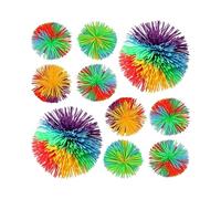 10 Pieces Colorful Monkey Stringy Balls 6cm Sensory Fidget Toy Stress Balls Rainbow Pom Ball Active Toys with Drawstring Bag