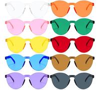10 Pieces Colorful Party Glasses,Retro Sunglasses,Rimless Sunglasses Funny Creative Party Glasses,Transparent Candy Color Glasses,Party Novelty