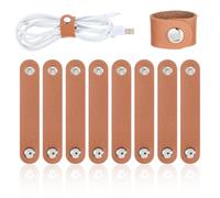 10 Pieces Cord Organizer, PU Leather Cable Organizer Reusable Cable Straps Clips Wire Ties Charging Cord Power Cords Earphone USB Holder Multipurpose Winder Holder Keeper Manager Management