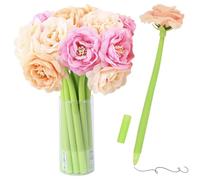 10 Pieces Creative Flowers Pen Artificial Chrysanthemum Ballpoint Pen Black 0.5mm Gel Ink Rollerball Pen for Girls Women Teacher At Home Office School Desk Decorations,Random color