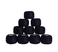10 Pieces Crochet Cotton Pearl Threads Crochet Cotton Threads -Crochet Thread in Assorted for Projects, Blankets, Glove and Applique (10 Grams/85 Meters Each) (Black)