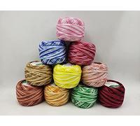 10 Pieces Crochet Cotton Pearl Threads Crochet Cotton Threads -Crochet Thread in Assorted for Projects, Blankets, Glove and Applique (10 Grams/85 Meters Each) (Assorted 05)