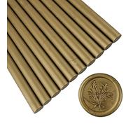 10 Pieces Cyan Gold Sealing Wax Sticks for Wax Seal Stamp, AMTOL Sealing Wax Sticks for Glue Gun,Great for Wedding Invitations, Wine Packages,Cards Envelopes, Gift Wrapping. (Cyan Gold)