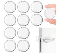 10 Pieces Door Handle Stopper, 40 x 8 mm Silicone Transparent Round Wall Protector, Without Damaging The Surfaces, Self-Adhesive Door Stops Door Handle Bumper Pads for Wall, Fridge, Cabinets