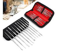 10 Pieces Double Ended Wax Clay Sculpture Carving,Stainless Steel Clay Wax Carving Tool,Wax Carving Tools,Pottery Tools for Sculpting, Ceramic Carving with Storage Bag (Silvery)