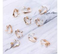 10 Pieces Ear Clip Converter with Easy Open Loop Jewelry, Golden | End of the Vertical Tube, Silicone Ear Plug U-shaped Jewelry Accessories for Non-Pierced Ears Jewelry Making