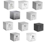 10 Pieces Element Cube Set 1” Tungsten Metal Cube, Periodic-Table of Elements, 99.95% Purity, Tungsten Niobium Zirconium Titanium Magnesium Chromium Bismuth Carbon Tin Nickel for Gift, Teaching