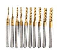 Oumefar 10Pcs End Mill Set 1mm 1.5mm 2mm 2.5mm 3mm - High Strength Cemented Carbide CNC Drill Milling Cutter 1/8" Shank Spiral Milling Cutter for PCB Machine